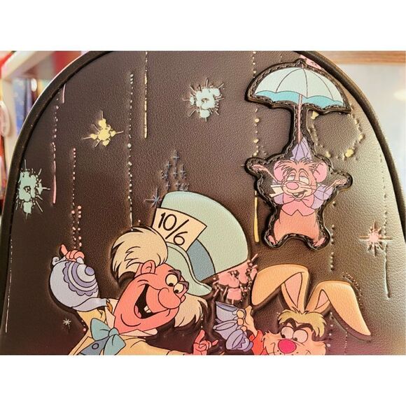 Loungefly Disney Alice Hatter In Wonderland Mad Tea Party Backpack & Wallet NWT - Picture 6 of 16